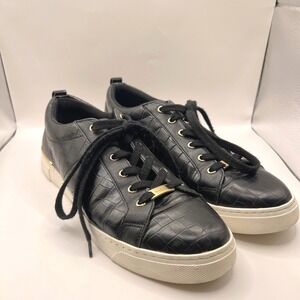 ALDO Dilathielle Low Top Sneakers Women's‎ Size 11 Black Croc Embossed
